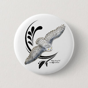Bóton Redondo 5.08cm Flying Snowy Owl
