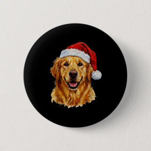 Bóton Redondo 5.08cm Fofinho Feliz Natal Cachorro Retriever Dourado Nat