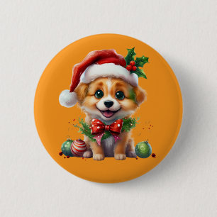 Bóton Redondo 5.08cm Fofo de Natal bonito com Papai Noel e Arco