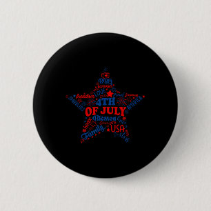 Bóton Redondo 5.08cm Fogo Estrelas 4 de julho Dia da Liberdade Patrióti