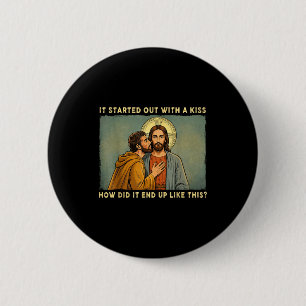 Bóton Redondo 5.08cm Foi apenas um beijo jesus & judas meme engraça