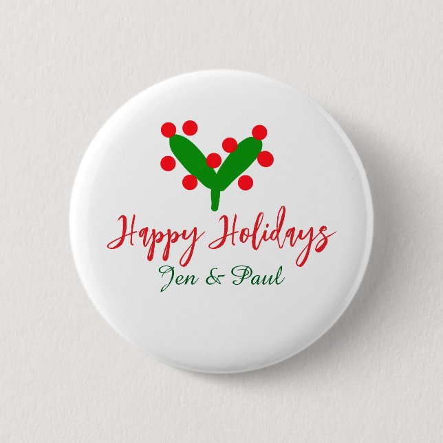 Bóton Redondo 5.08cm Folha verde casal verde (Frente)