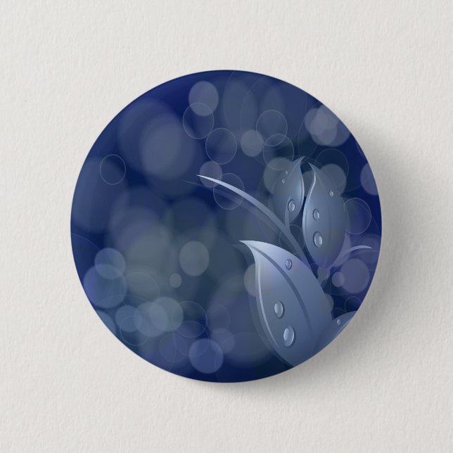 Bóton Redondo 5.08cm Folhas de Bokeh Azul (Frente)