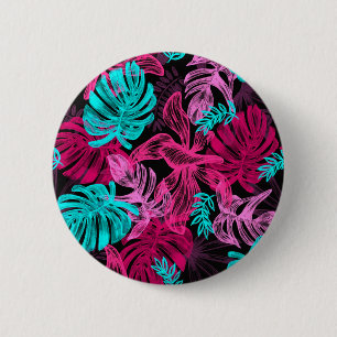 Bóton Redondo 5.08cm Folhas tropicais
