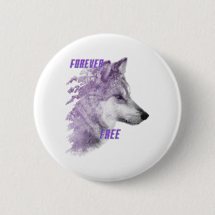 Bóton Redondo 5.08cm Forever Free Violet Wolf Button