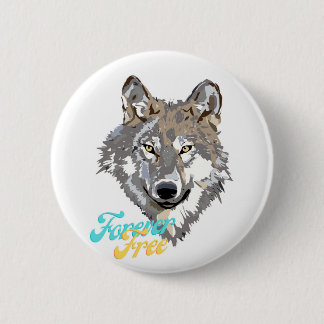 Bóton Redondo 5.08cm Forever Free Wolf Head Button