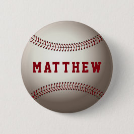 Bóton Redondo 5.08cm Forma de Beisebol Nome Personalizado