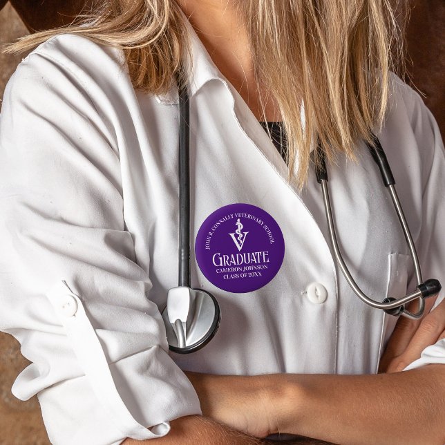 Bóton Redondo 5.08cm Formatação da Escola Veterinária Púrpura Personali (Criador carregado)