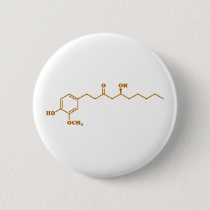 Bóton Redondo 5.08cm Fórmula química da molécula de Gingerol do