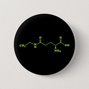 Bóton Redondo 5.08cm Fórmula Química Molecular da Teanina do Chá