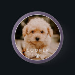 Bóton Redondo 5.08cm Foto de Pet de Música Elegante Simples e Reproduti<br><div class="desc">Este design simples e clássico é composto por tipografia sans serif e adiciona uma foto personalizada do seu animal de estimação.</div>