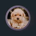 Bóton Redondo 5.08cm Foto de Pet de Música Elegante Simples e Reproduti<br><div class="desc">Este design simples e clássico é composto por tipografia sans serif e adiciona uma foto personalizada do seu animal de estimação.</div>
