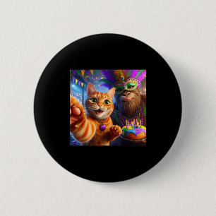 Bóton Redondo 5.08cm Foto engraçada de Carnaval com gato e citação do P