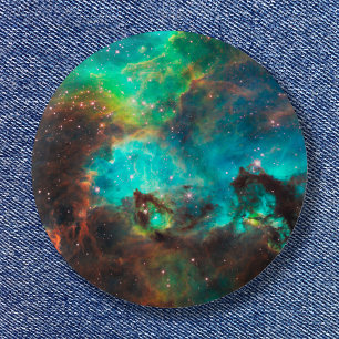 Bóton Redondo 5.08cm Foto Espacial do Aglomerado de Estrelas Aqua Verde