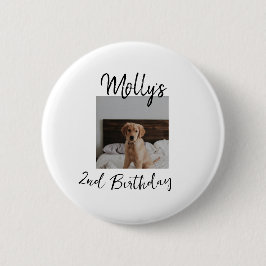 Bóton Redondo 5.08cm Foto moderna de aniversário de um gato de cão