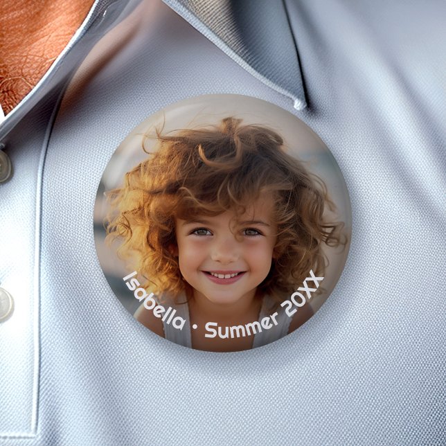 Bóton Redondo 5.08cm Foto Moderna Mínima - Texto Retroativo - Pessoal (Personalized Button - Add Your Photo and Text)