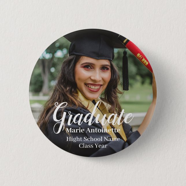 Bóton Redondo 5.08cm Foto Personalizada de Formatura com Estilo (Frente)