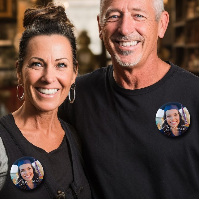 Bóton Redondo 5.08cm Foto personalizada de formatura de 2023 com escrit (Criador carregado)