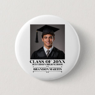 Bóton Redondo 5.08cm Foto Personalizada de Formatura Graduado de 2026 O