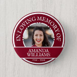Bóton Redondo 5.08cm Foto personalizada: Memorial Burgundy<br><div class="desc">Crie seu próprio botão personalizado Memorial Burgundy, a forma perfeita de comemorar a memória de seus entes queridos. Este belo botão apresenta um design contemporâneo com um rico fundo vermelho-escuro burgundy que irá adicionar um toque de elegância a qualquer foto da sua escolha. Você pode escolher uma foto favorita da...</div>