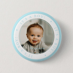 Bóton Redondo 5.08cm Foto personalizada nascimento menino ocasião simpl