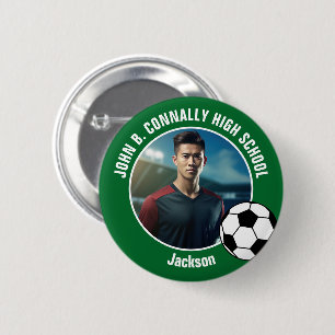 Bóton Redondo 5.08cm Foto Verde do Jogador de Futebol Espírito do Ensin
