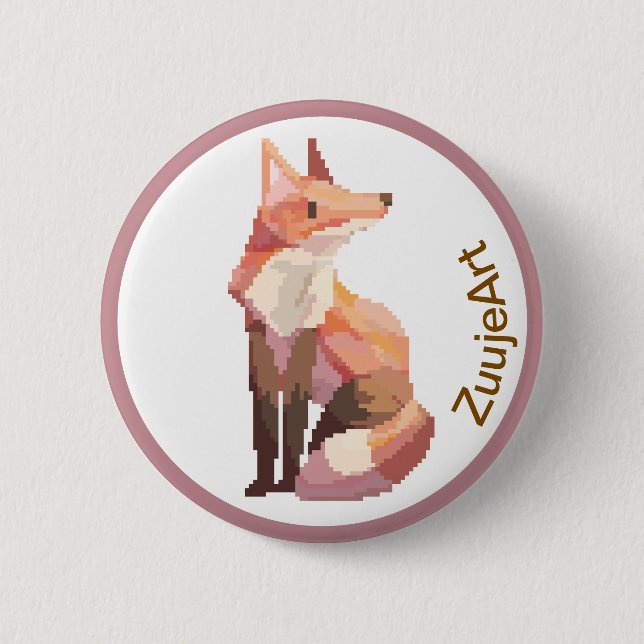 Bóton Redondo 5.08cm Fox, Pixelart, Pixel Art (Frente)