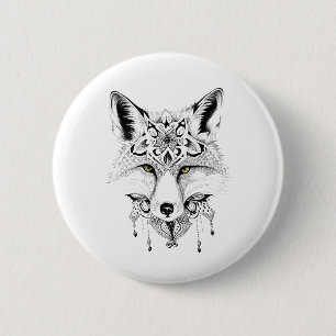 Bóton Redondo 5.08cm Fox Wild Animal Nature Ilustração Arte