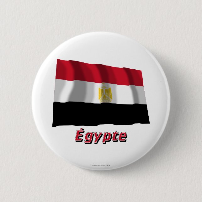 Bóton Redondo 5.08cm Français de Drapeau Égypte avec le nom en (Frente)