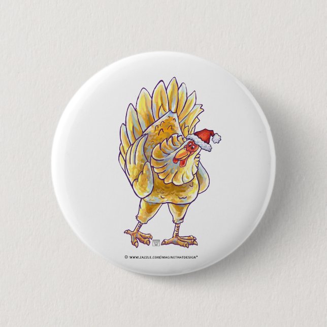 Bóton Redondo 5.08cm Frango de Natal (Frente)