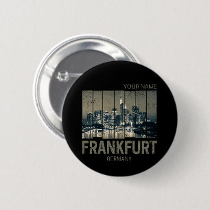 Bóton Redondo 5.08cm Frankfurt Alemanha Skyline Retro Vintage Souvenir