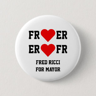 Bóton Redondo 5.08cm Fred Ricci para o mayor-- botão do coração