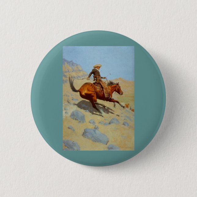 Bóton Redondo 5.08cm Frederic Remington's The Cowboy (1902) (Frente)