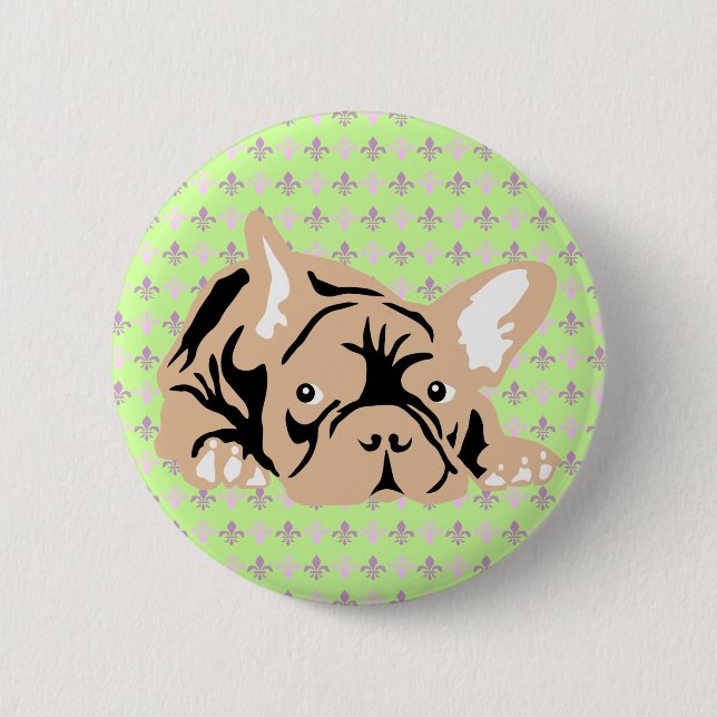 Bóton Redondo 5.08cm French Bulldog rose (Frente)