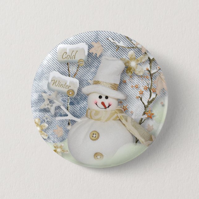 Bóton Redondo 5.08cm Frio Winter Snowman (Frente)