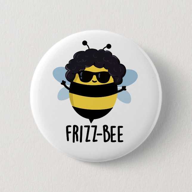Bóton Redondo 5.08cm Frizz-Bee Engraçado Afro Bee Pun (Frente)