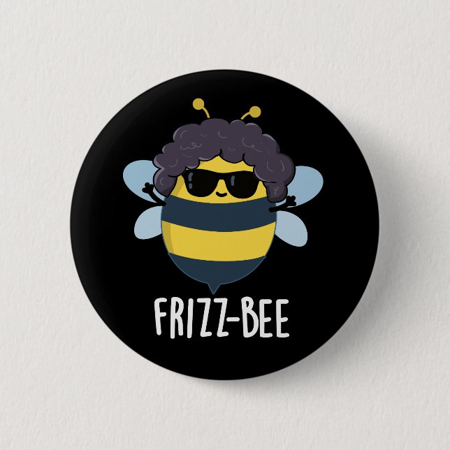 Bóton Redondo 5.08cm Frizz-Bee Engraçado Afro Bee Pun Dark BG (Frente)