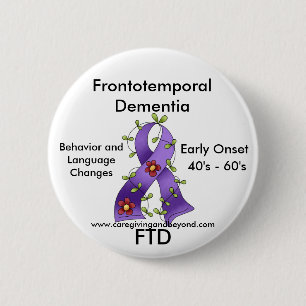 Bóton Redondo 5.08cm FTD, Pin roxo da fita da demência Frontotemporal