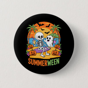 Bóton Redondo 5.08cm Fu do Halloween de Summerwin Skeleton Ghost Beach
