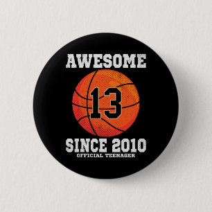 Bóton Redondo 5.08cm Funcionário de 13 Birthday Basball Fan, 13 anos