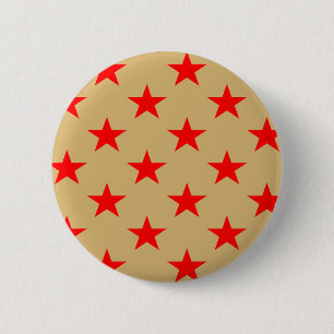 Bóton Redondo 5.08cm Fundo Beige E Estrelas Vermelhas