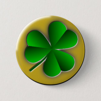 Bóton Redondo 5.08cm Fundo Dourado do Shamrock Verde Dia de São Patríci
