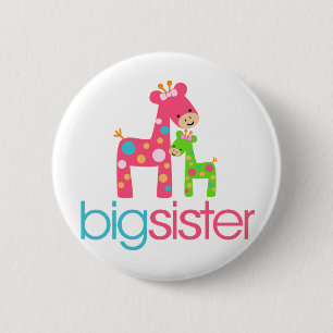 Bóton Redondo 5.08cm Funky Giraffe Big Sister Tshirt