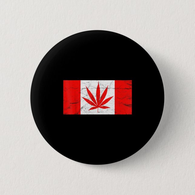 Bóton Redondo 5.08cm Funny Canada &amp; Weed Leaf! Canadian New Flag Jo (Frente)