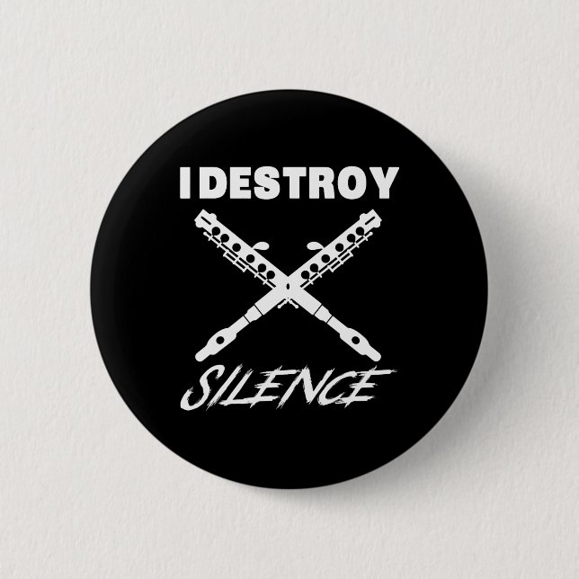 Bóton Redondo 5.08cm Funny Ccolo Shirt - I Destroy Silence New Year Gif (Frente)