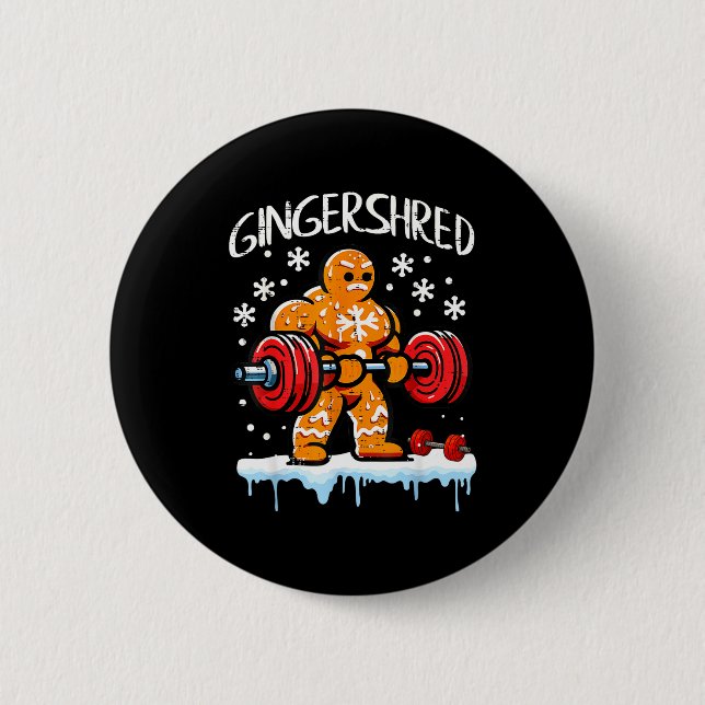 Bóton Redondo 5.08cm Funny Christmas Gingerbread Gingershred Gym Bodybu (Frente)