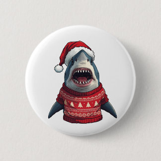Bóton Redondo 5.08cm Funny Christmas Shark Ugly Sweater T-Shirt 