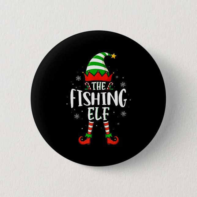 Bóton Redondo 5.08cm Funny Christmas The Fishing Elf Family Matching Xm (Frente)