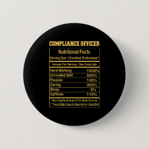 Bóton Redondo 5.08cm Funny Compliance Officer Nutritional Facts Motivat