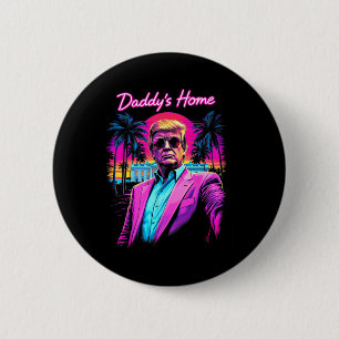 Bóton Redondo 5.08cm Funny Daddys Home White House Trump Pink 2024